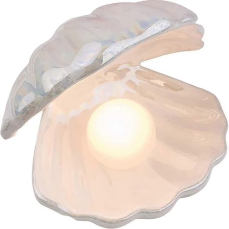 Veilleuse en forme de coquillage nacré pour la chambre, lampe de chevet LED respectueuse des yeux avec un design en céramique durable (1/5)
