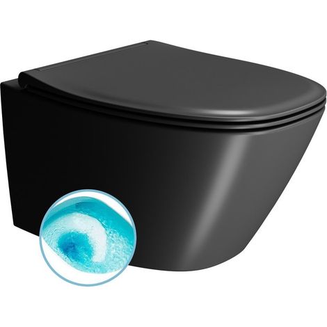 WC suspendu MODO, Swirlflush, 37x54cm, noir double mat (1/3)