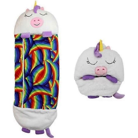Sac de couchage enfant à motif animal coussin décoratif couverture pliable anti-coups de pied cadeau d'anniversaire pour enfant - 180 x 70 cm - blanc (1/5)
