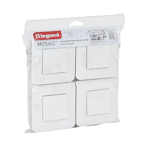 Legrand - CL04077011 - Multipack Mosaic 4 Interrupteurs Va-Et-Vient Complet Blanc,