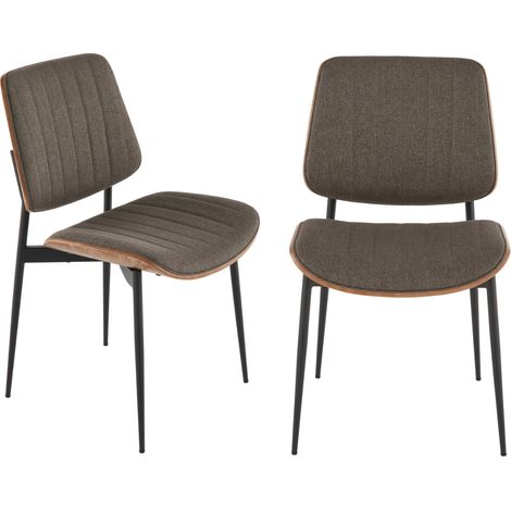 Lot de 2 chaises Giselle tissu matelassé gris 83x49x56cm (1/5)