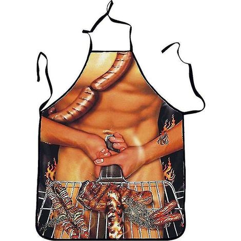 Tablier amusant - Tablier de cuisine/pâtisserie ajustable pour couple, motif homme musclé et femme sexy (1/5)