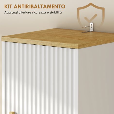 Armoire de salle de bain blanche 172 cm, meuble vertical avec tiroir et étagères réglables, rangement haut (1/5)