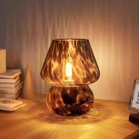 Lampada a fungo, piccola lampada da tavolo vintage per comodino da camera da letto, lampada da comodino in vetro traslucido, decorazione estetica in vetro di Murano per soggiorno, cucina, regalo di Na (1/5)
