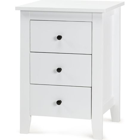 Table de chevet moderne 46 x 37 x 65 cm avec 3 tiroirs multifonctions design épuré en mdf blanc