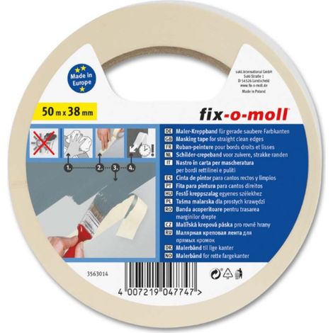 FIX-0-MOLL - 50mt x 38mm - NASTRO CARTACRESPATO PER MASCHERATURA - PER BORDI RETTILINEI E PULITI