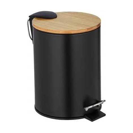 Cubo de Pedal Easy-Close Tortona 3 L, Negro/Bambu WENKO
