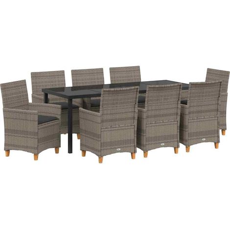 Maison Exclusive - Set da Pranzo per Giardino 9 pcs Grigio polyrattan