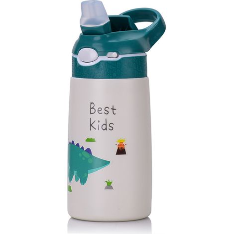 Gourde isotherme enfant en acier inoxydable, bouteille étanche réutilisable, verte (1/2)
