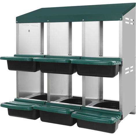 Caisse de Nidification pour Poules, 6 Compartiments, Construction Solide, vert (1/2)
