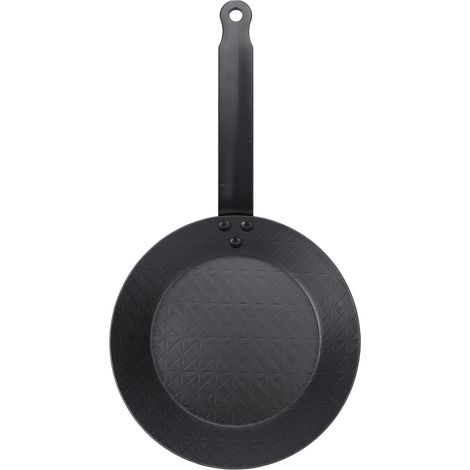 Poêle en acier au carbone à répartition uniforme de la chaleur, facile à nettoyer, antiadhésive, pour omelettes, steaks, compatible avec les plaques de cuisson à gaz et à induction, petite taille. (1/5)
