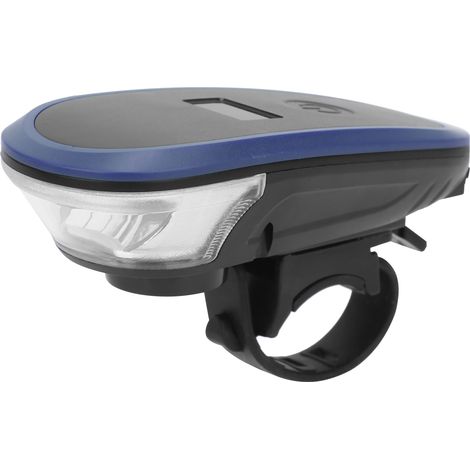 USB-wiederaufladbare Fahrradfrontlampe mit akustischer Warnfunktion für Nachtfahrten, blau (1/5)