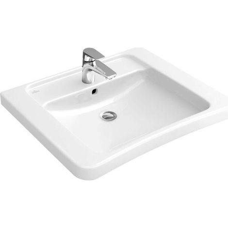 Architectura Vita, Lavabi sospesi, 600 x 555 mm, Rettangolare, Ex Targa Architectura, rubinetteria centrale perforata, con troppopieno, Porcellana sanitaria, NF (1/2)