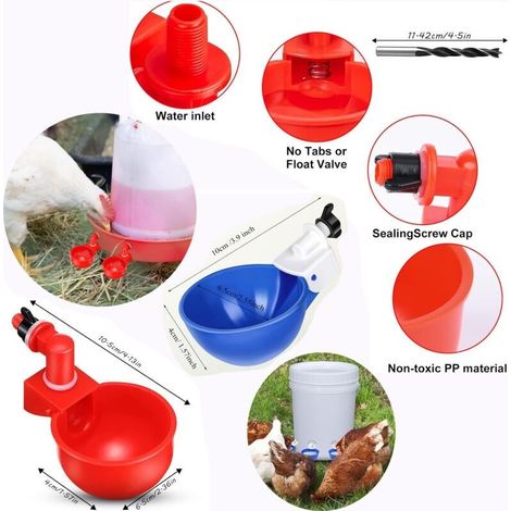 Kit fai-da-te da 12 pezzi per abbeveratoio automatico per polli con 1 punta da trapano, abbeveratoio per pollame per polli, anatre, oche e altri volatili. Abbeveratoio e mangiatoia per pollame. (1/4)