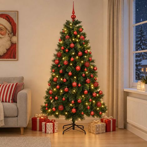 vidaXL Albero di Natale artificiale con palline 240 cm 300 LED (1/5)