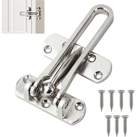 Door Lock Chain for Front Door Lock Bar Security Bar Security Bar for Home Apartment Hotel Dorm Reinforced Door Stop Silver (1/5)