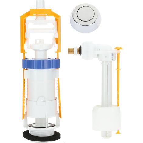 Mécanisme WC interrompable chromé + robinet flotteur standard - GARIS - W03-4500G (1/3)