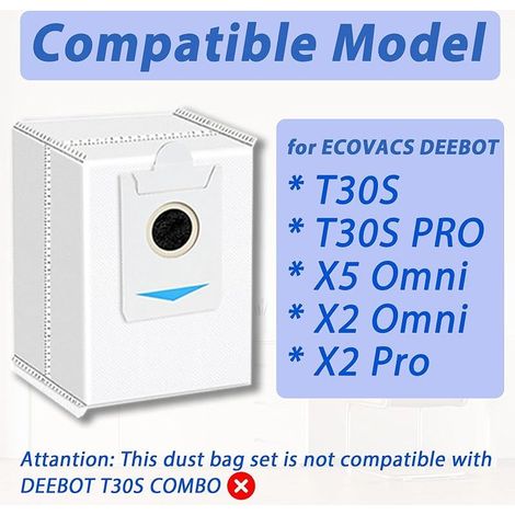 FOREHILL Ersatzteile für Ecovacs Deebot T30S Pro/T30S, Ersatzset mit 1 Hauptbürste, 8 Wischpads, 6 Staubbeuteln, 6 Seitenbürsten, 4 HEPA-Filtern (1/5)