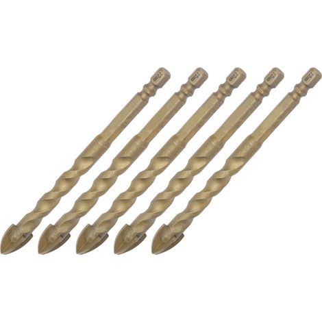 5-teiliges Set Kreuzbohrer aus Hartmetall mit 1/4"-Sechskantschaft für Glas, Keramik und Marmor (12-mm-Loch) (1/5)