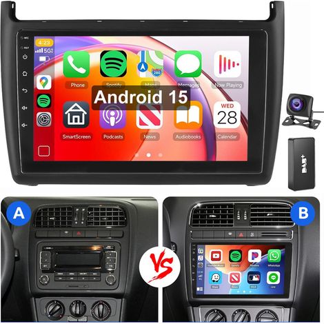 Pour VW Polo 6R 6C V 2009-2017 Android 15 Autoradio Apple Carplay WIFI GPS 4+64G DAB CAM