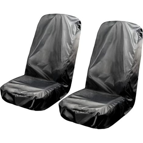 Paquet de 2 housses de siège de voiture avant imperméables, protections de housse de siège imperméables universelles noires,56.722" (1/4)