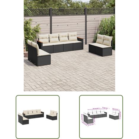 The Living Store 8-tlg. Garten-Sofagarnitur mit Kissen Schwarz Poly Rattan - Gartensofas - Outdoor Möbel - Gartenmöbel Set - Rattan Sofa - Lounge Set (1/3)