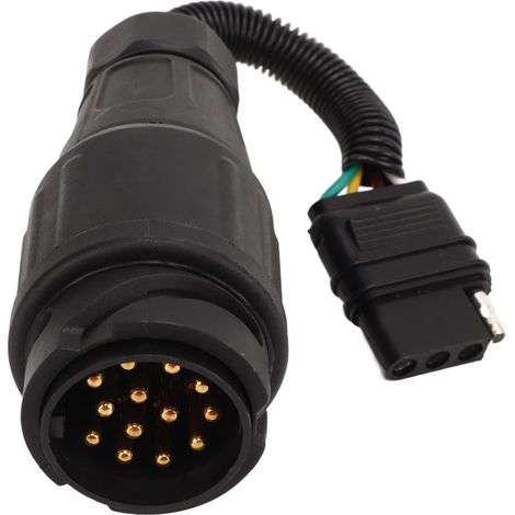 Adaptateur De Prise De Remorque, Prise remorque 13 Broches EU 13 Voies Rondes vers US 4 Voies Connecteur De Conversion De Convertisseur De Type Plat pour Remorque De Camping-Car (1/5)