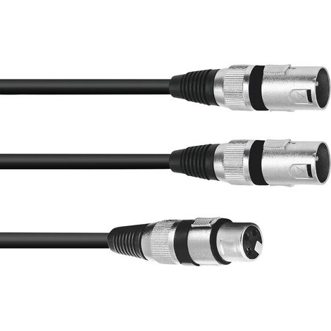 Omnitronic 30225205 XLR Câble adaptateur [1x XLR femelle 3 pôles - 2x XLR mâle 3 pôles] 1.50 m noir