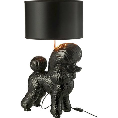 Lampe chien caniche noire en résine design pour salon élégant - noir intense effet laqué (1/3)