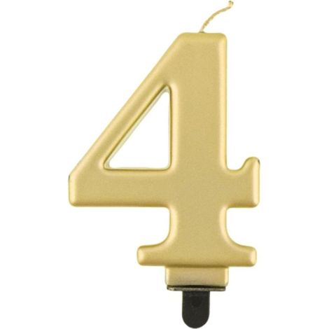 Candela Beauty&Charm numero 4, oro metallizzato, 8 cm