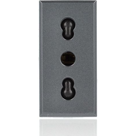 BTICINO HS4180 - Presa 2P+T 10/16A 250 Vac - Bipasso Interasse 19Mm E 26Mm - Alveoli Schermati - Antracite - Axolute (1/3)