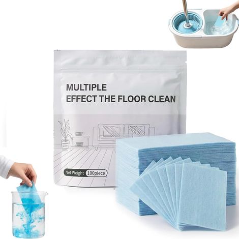 100 Pièces Nettoyant Sol, Multi-Effect Floor Clean Tablets, Multiple Effect the floors Clean, Lingettes Nettoyantes Améliorées Pour Parquets, Carrelages, Stratifiés et Plus Encore (1/5)