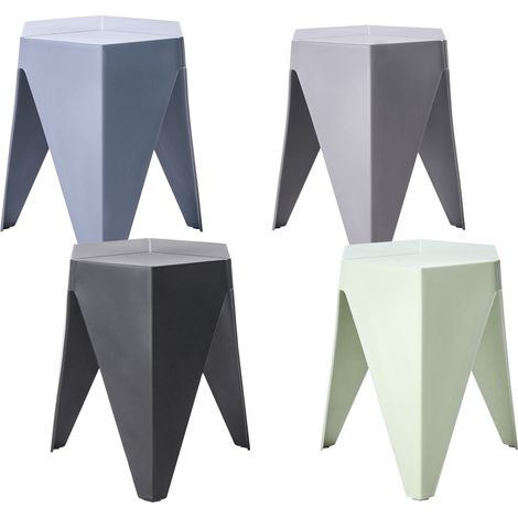 Conjunto de 4 taburetes de jardín exterior asientos para patio material sintético apilables tonos pastel multicolor Karavos (1/5)