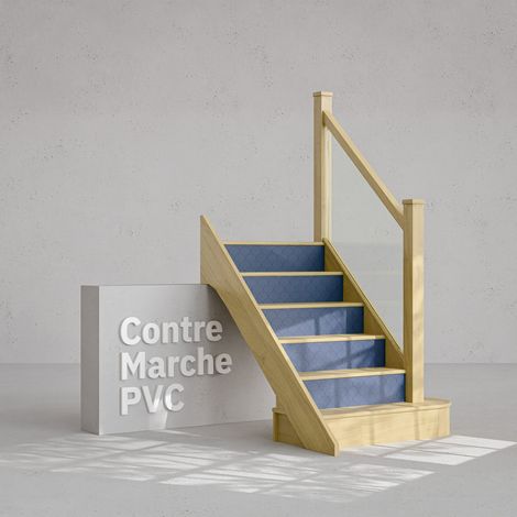 Contremarche Escalier PVC - Yoshi Bleu Pétrole H. 17 x L. 98 cm - Lot de 10 (1/4)