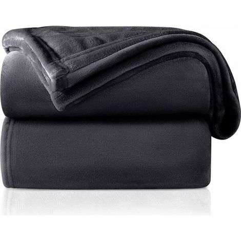 MINKUROW Kuscheldecke Flauschige Fleecedecke, weich und warm für Schlafsofa, Kuscheldecke als Couchdecke, 130 x 150 cm, Dunkelgrau