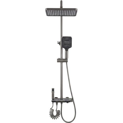 Colonna doccia termostatica con soffione superiore, doccetta e barra regolabile effetto pioggia Default Title (1/5)