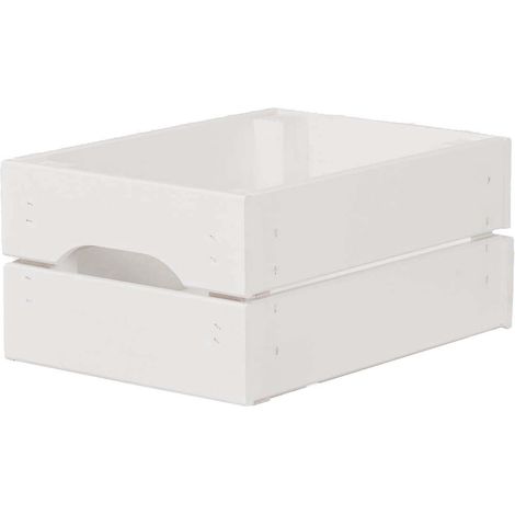 Caisse de rangement en pin petit modèle 31 x 23 x 15 cm Blanc