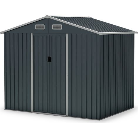 Grande casetta da giardino/rimessa per attrezzi 226 x 162 x 196 cm comodo accesso e ventilazione ottimale stile moderno metallo grigio 200010006