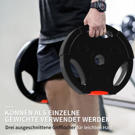 Lot de 4 poids d'entraînement pour salle de sport, musculation à domicile, 2 x 10 kg + 2 x 5 kg, noir (1/5)