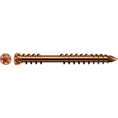 SPAX Terrassenschraube, 5 x 60 mm, 100 Stück, Fixiergewinde, Zylinderkopf, T-STAR plus T25, CUT-Spitze antik - 0537900500603
