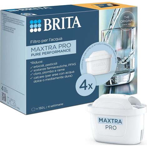 Filtre à eau robinet MAXTRA PRO All-in-1 lot de 4 filtres - Réduit le chlore, le calcaire, le PFAS et les métaux, filtre compatible avec le verrou d'eau filtrant (1/5)