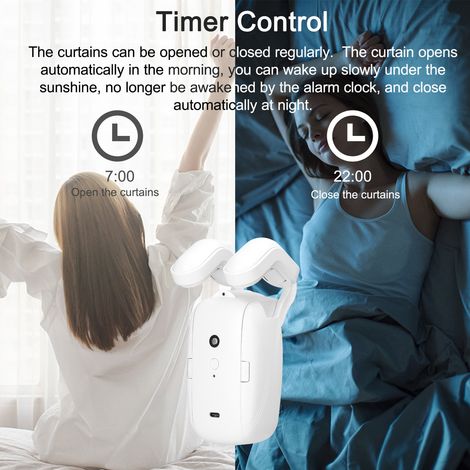 Moteur de rideau Tuya BT intelligent robot électrique ouvre-rideau auto sans câblage APP télécommande minuterie capteur température lumière pour tringle romaine (1/5)