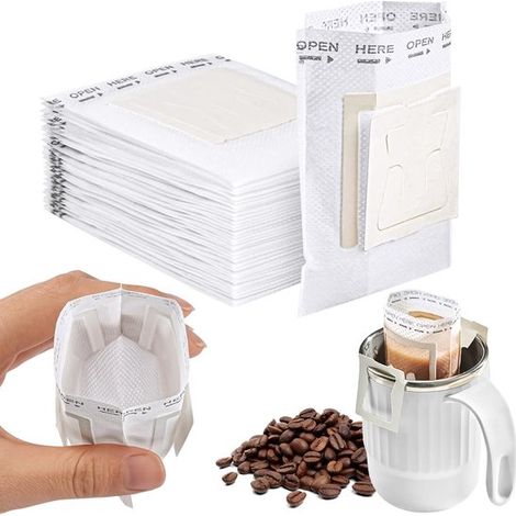 Allecto Plus Sacchetti filtro per caffè portatili in carta, 40 pezzi, sacchetti per caffè usa e getta con chiusura antigoccia, sacchetti per caffè da appendere adatti agli alimenti (1/5)