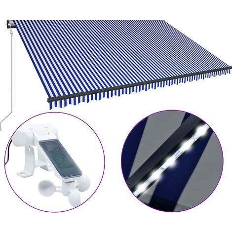 Maison Exclusive - Markise mit Windsensor & LED 500x300cm Blau un