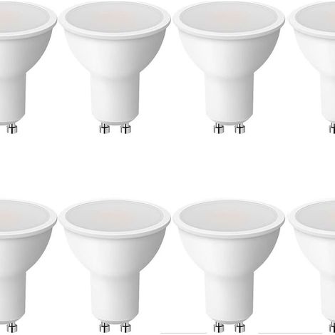 Ampoules LED GU10 5W, 3000K, angle d'éclairage de 120°, ampoule LED GU10 à faible consommation d'énergie, non dimmable, lot de 8 [Classe énergétique B] (1/4)