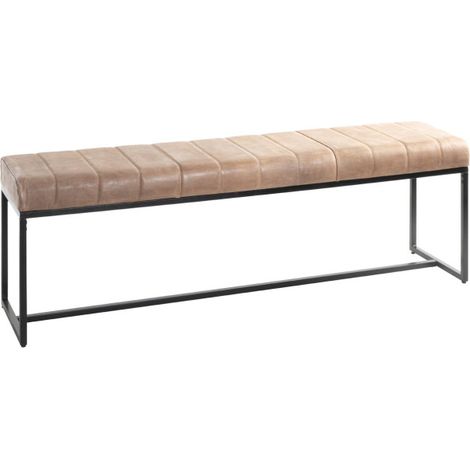 Banc en Cuir Design "Rida" 150cm Marron & Noir (1/5)
