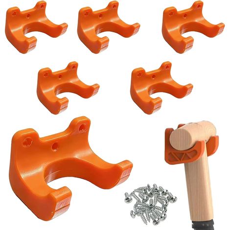 6 pcs crochets de rangement,crochet mural garage avec vis,porte outils de jardin mural,multifonction range support,accroche outil pour échelle, tuyau (1/4)