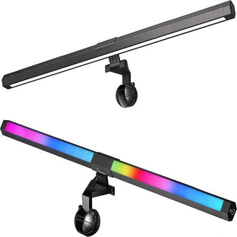 Computermonitorlampe mit Blaulichtschutz, Schreibtischlampe mit einstellbarer Helligkeit und Farbtemperatur, 15 RGB-Umgebungsbeleuchtung, USB-LED-Touch-Steuerung, USB-Bildschirmleuchte mit Strahlungss