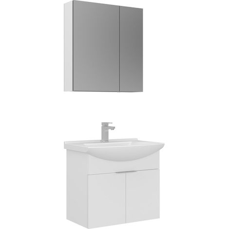 Ensemble Meuble Vasque avec Miroir (2 Pièces) "Purus 65" - 65 x 50 x 58 cm - White (1/3)