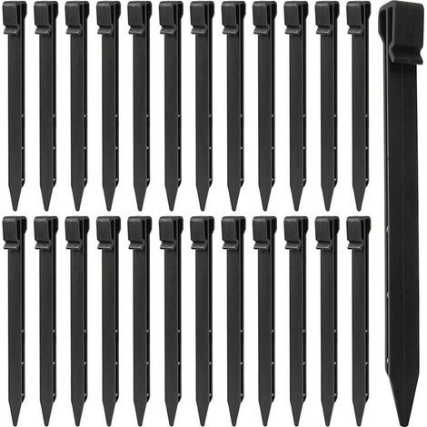 25 Pièces Piquets de Sol en Plastique, 25CM Piquets de Bordure de Paysage Robustes Piquets de Tente Pointes d'ancrage pour Tentes Planche Terrasse Bordure Pelouse Jardin Extérieur (Noir) (1/5)
